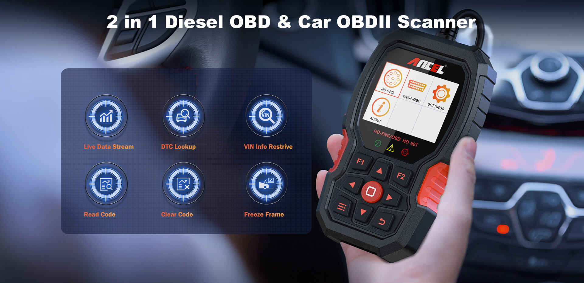 2 in 1 Diesel OBD & OBDII Scanner